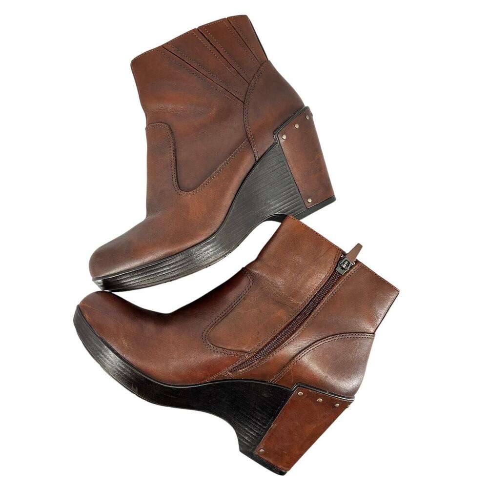 Dansko Faith Wedge Leather Ankle Boots Size 37 EU 6.5-7 US Brown - Picture 5 of 15